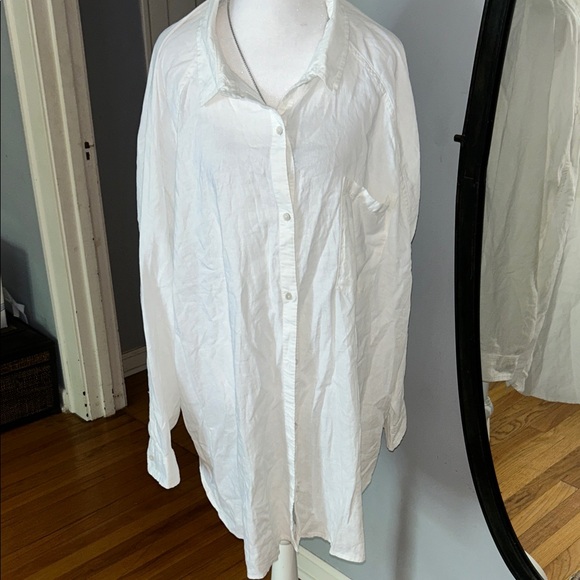 Aerie Classic White Button-Up Shirt - Picture 2 of 8